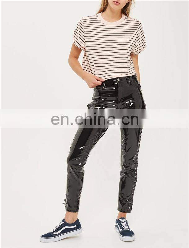 2017 Fashion Women Stripe Roll Back Crop Tops Wholesale