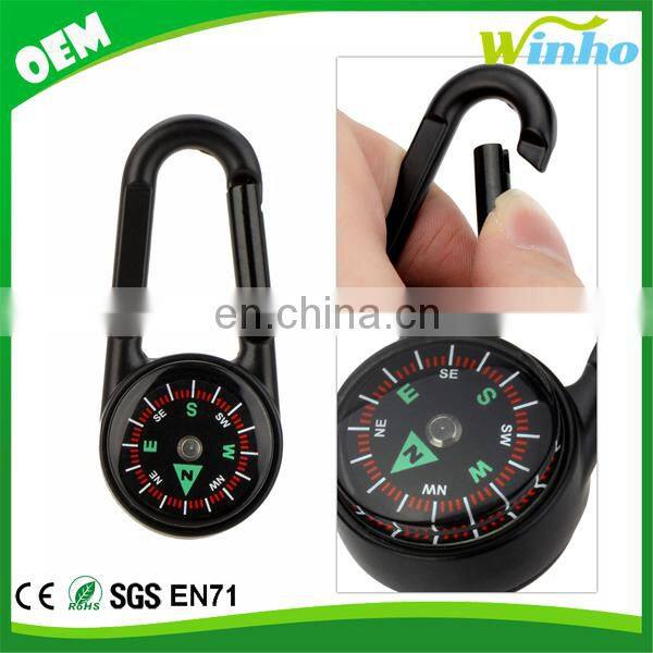 Winho Multifunctional Carabiner Mini Compass Thermometer Keychain 3 In 1 For Hiking