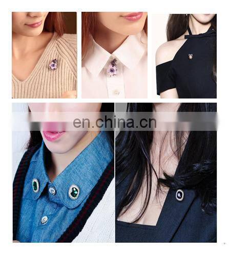 Alloy rhinestone button women rhinestone flower button juki hole sewing machine button collar buckle