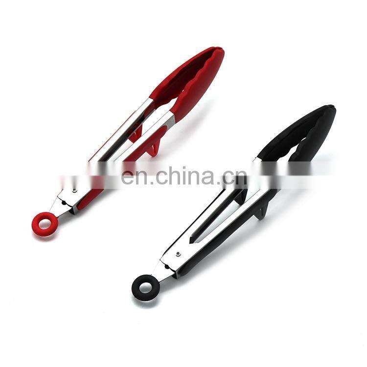 Heat Resistant BBQ Silicone Kitchen Stainless Steel Locking Food Tong