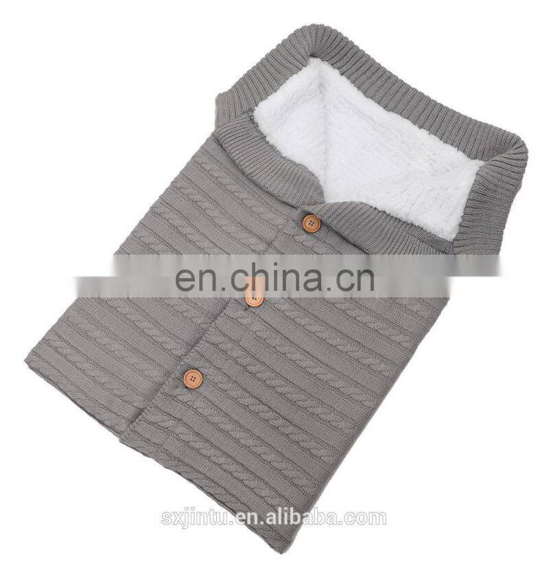 Newborn Baby Swaddle Blanket Fleece Stroller Wrap Nap Blanket Plus Velvet  Knit Sleeping Bag Stroller Sack