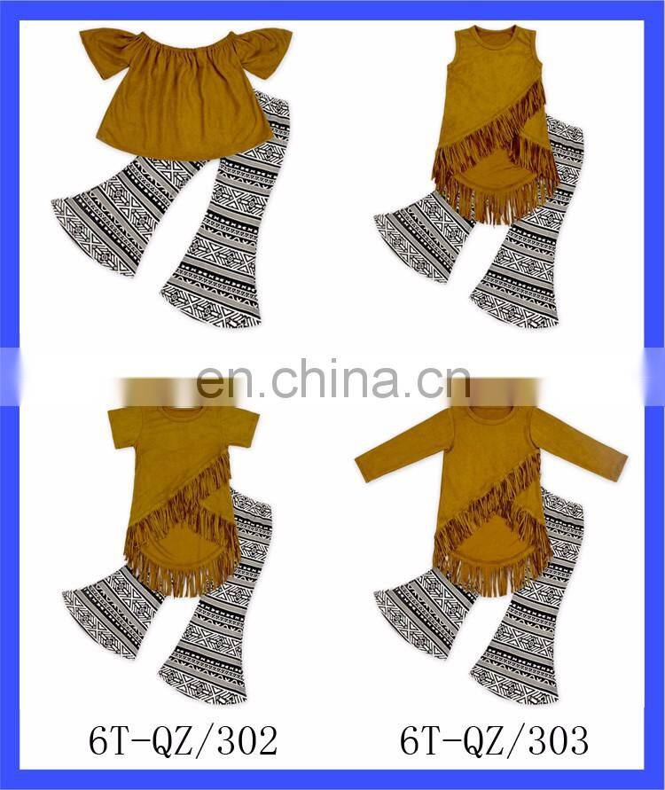 Baby Girls Boutique Tassel Faux Suede Soft Litter Girls Clothes Top Wholesale Children Cute Kids Baby Shirts