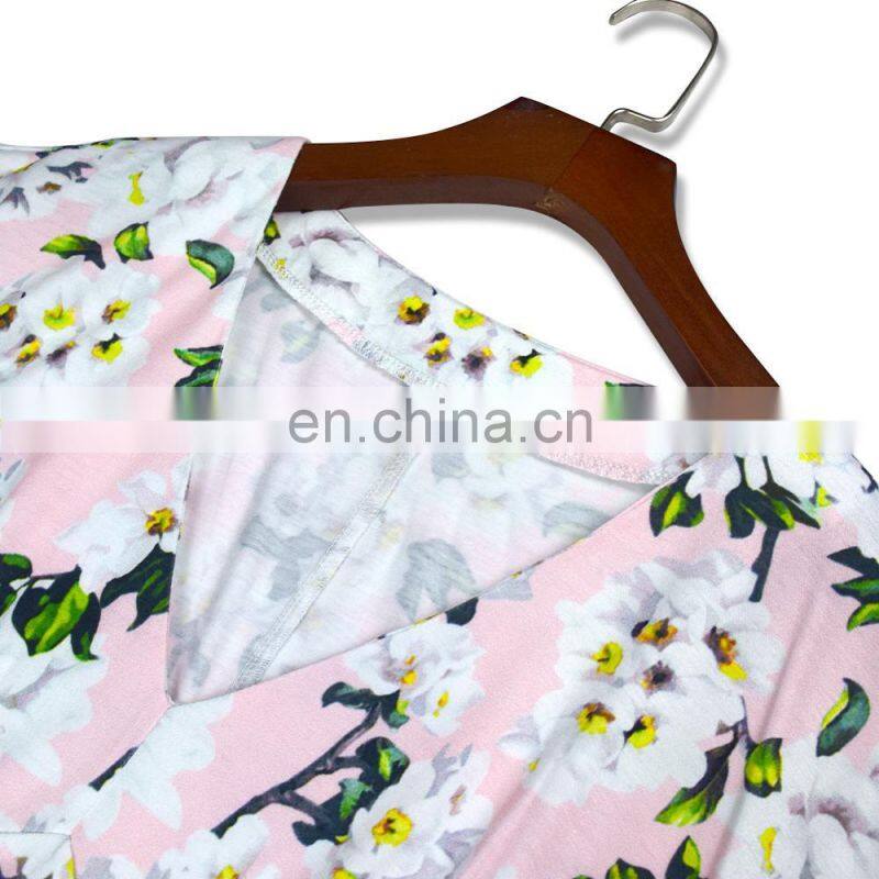 2019 Summer family outfits floral V neck short sleeve mother and daughter long maxi dresses for mom