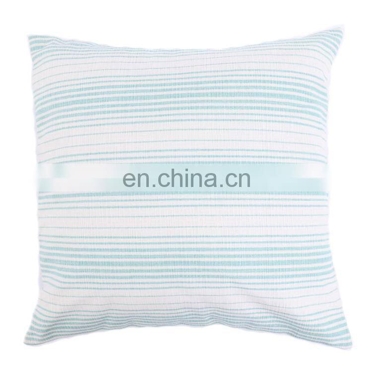 Decor white and green Striped poly chenille Cushion Cover