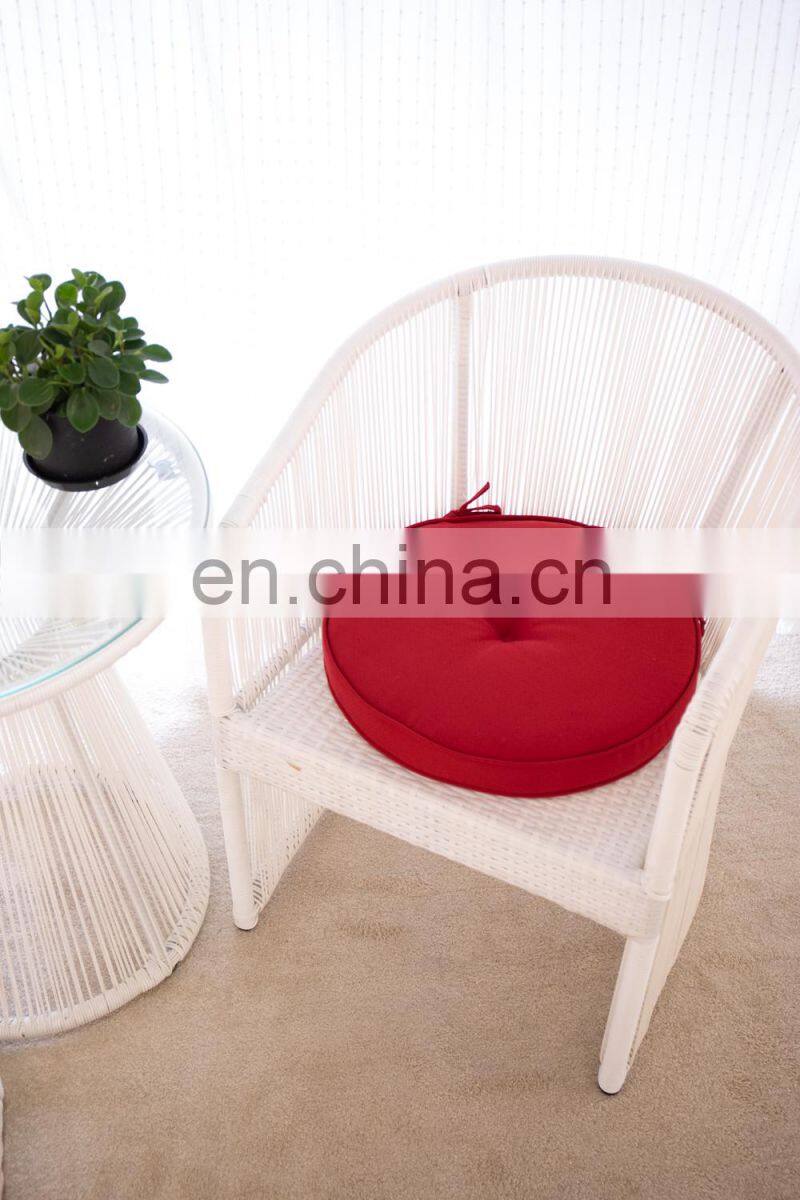 Home Decor Indoor/Outdoor Waterproof Solid Red Round Tufted Bistro Cushion with Ties