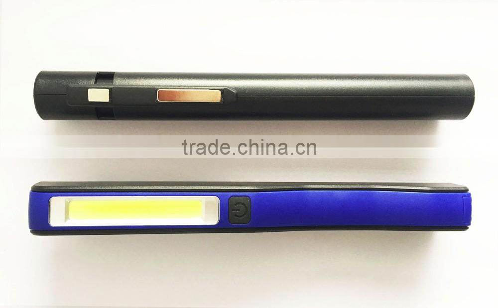 Portable1W+3W COB clip pen light with magnetic base