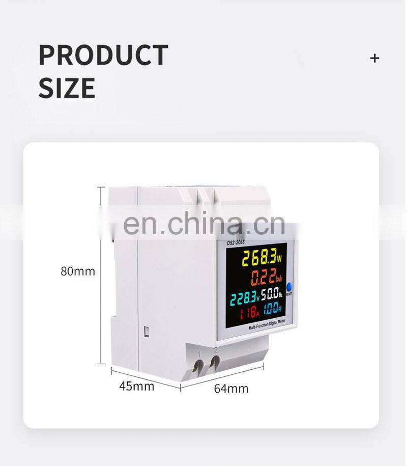 D52-2066 6IN1 AC monitor 110V 220V 380V 100A Voltage Current Power Factor KWH Electric energy digital Frequency meter VOLT AMP