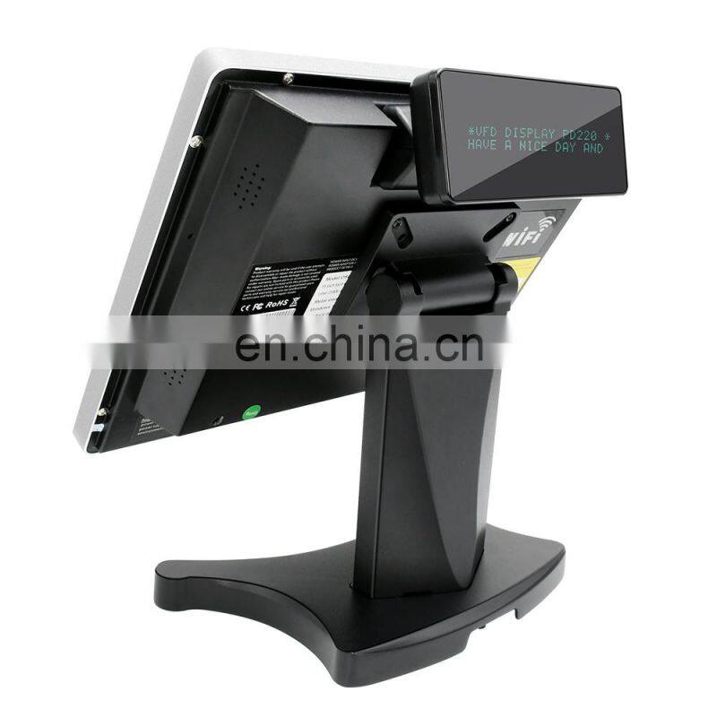 China 15 Inch Dual Screen With Printer Restaurant Retail Capacitive Touch Screen Window Pos System