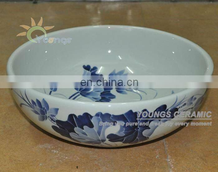 Decorative oriental hand painted ceramic porcelain bathroom sinks with countertop
