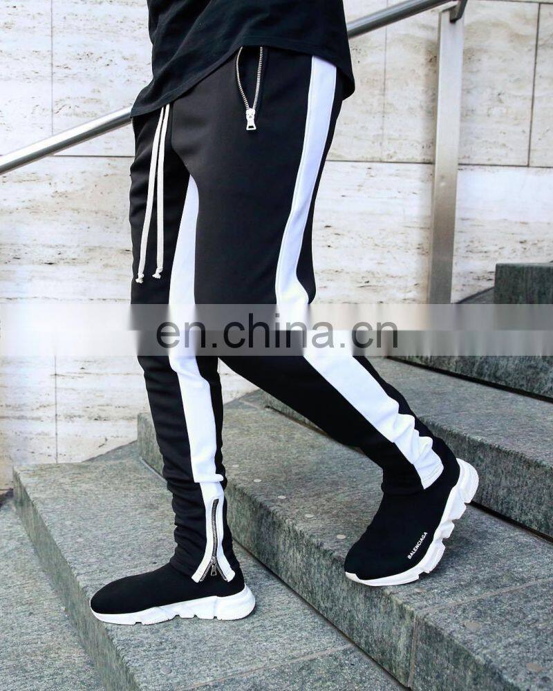 Summer drawstring trousers zipper double pocket long men's sports casual pants