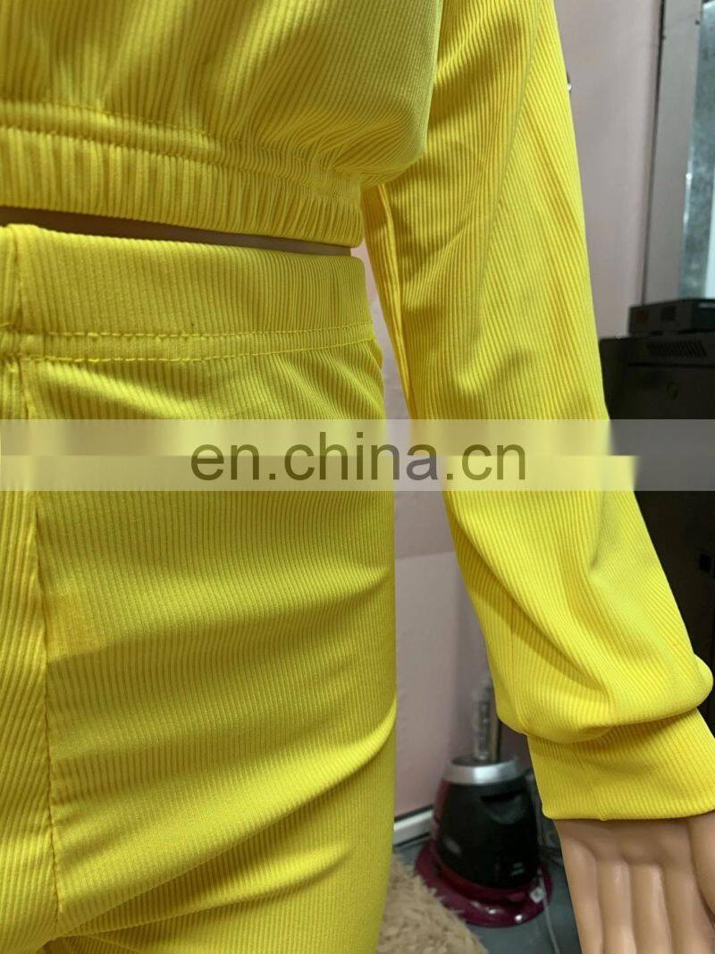 Customized Long Sleeve Clothes Ladies Fitness Sportswear Spring Autumn Winter Fashion Clothing Two Pieces 2 Piece Jogging Pants