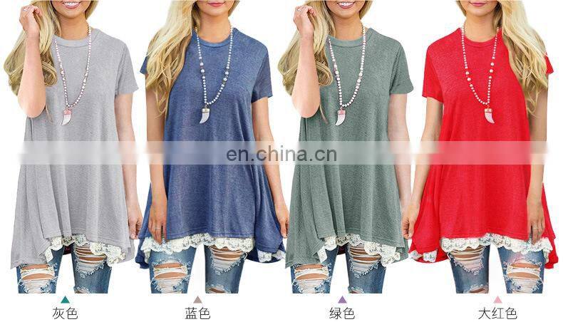 Factory Outlet 2021 Christmas Plus Size Women's Top Stitching New European and American Lace Long Sleeve Fat MM Casual Wear