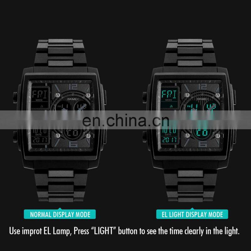 New Big Dial SKMEI 1274 Fashion Analog Digital Wristwatch for Men Sport Square Watch