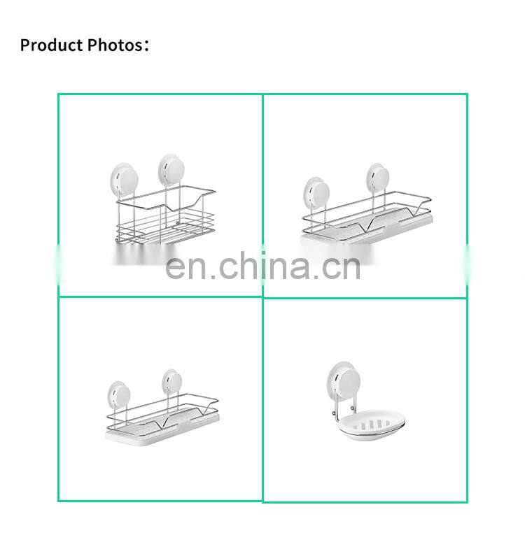 Easy installation Suction no drilling plastic wall-mounted adhesive bathroom shelf