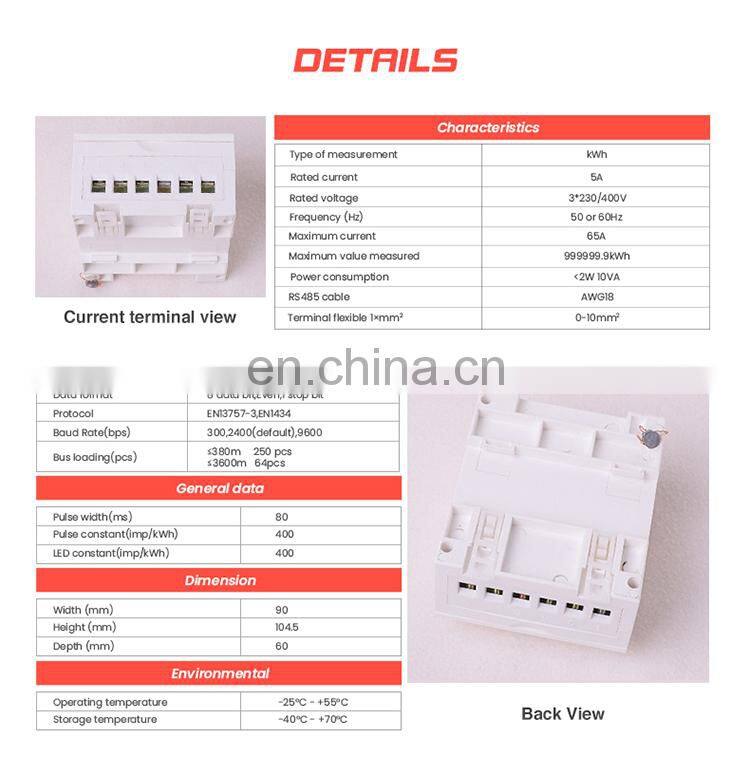 EM535-Mb 3*230/400V 5(65)A three phase electronic energy meter digital
