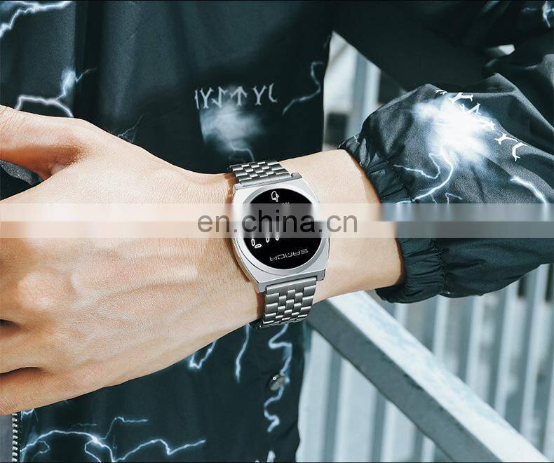 SANDA 8012 Mens Fashion Digital Business Watches Calendar Stainless Steel Week Display Back Light Wristwatch