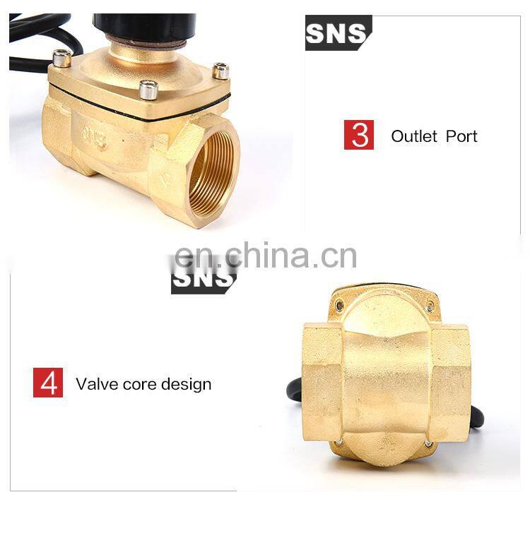 SNS 2WS series brand brass 2/2 way normally closed 3/8 inch waterproof solenoid valve