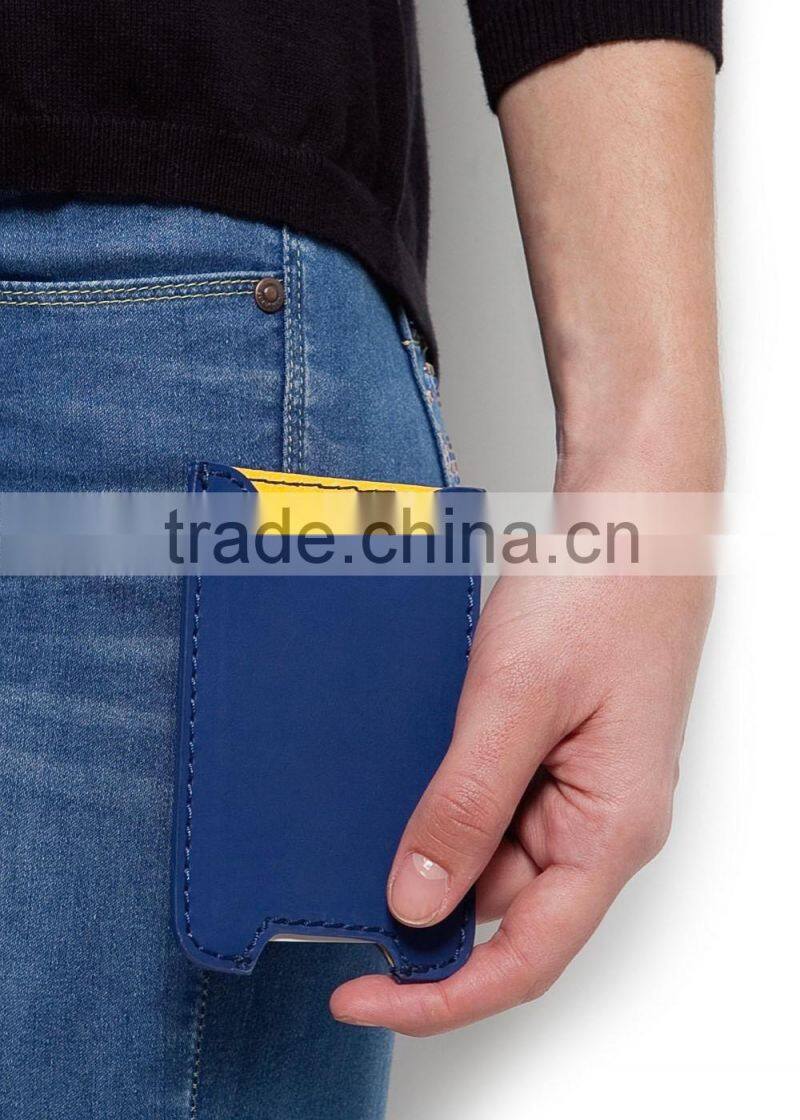 slip on bright color leather phone case with cut-out to charge plain genuine leather phone sleeve for iphone 5 6 custom logo