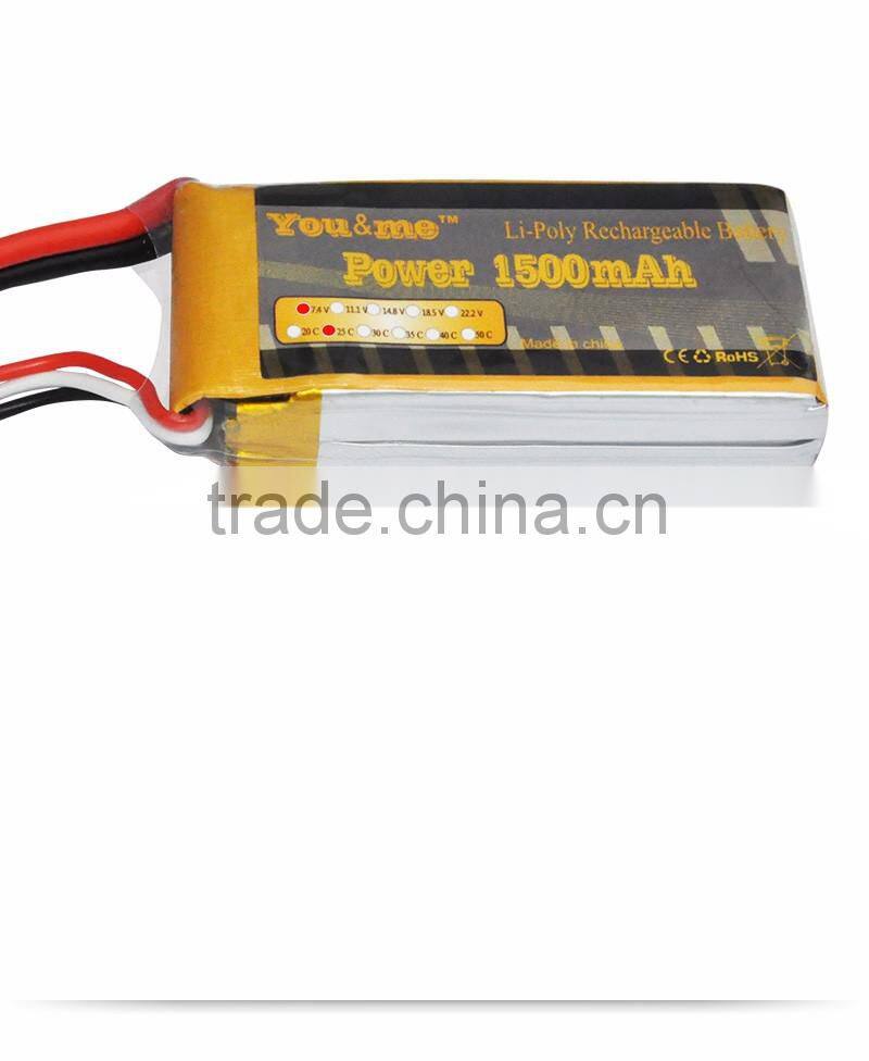 High Power Supply 11.1V 30C 1500mah 7.4v battery rechargeable batteries