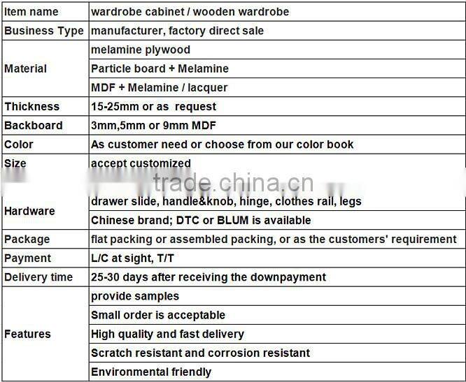 cheap wooden wardrobe cabinet factory dIrect sale