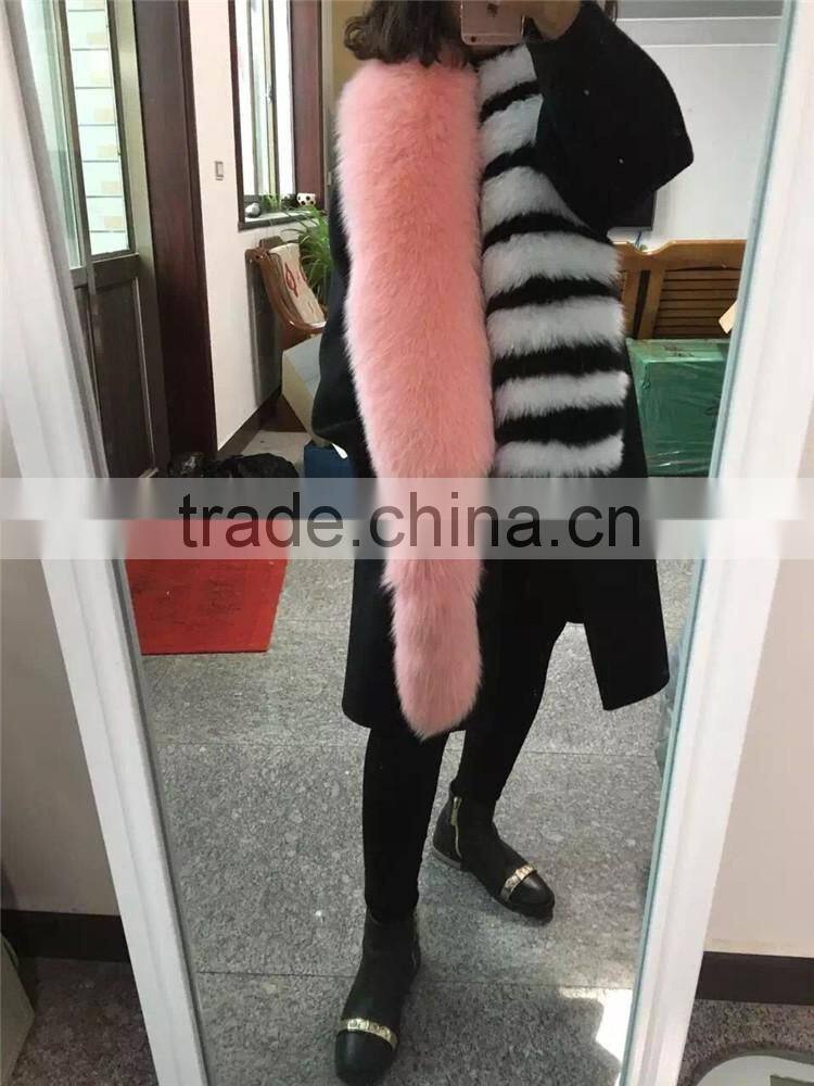 Personality Design Patchwork Real Fox Fur Shawl Scarf Women Winter