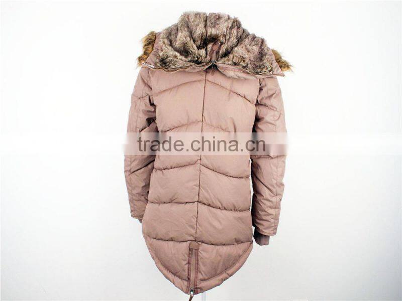 Lady's fashion hot selling stock clothing padded jacket with AC coated