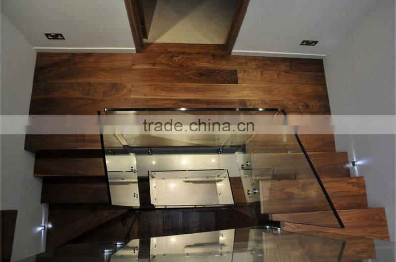 prefinished black walnut stair treads cover with left returns