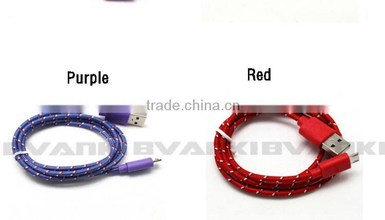 2016 trending hot products Wholesale nylon braided usb charger cable for samsung mobile nylon braided micro usb data cable