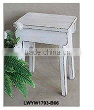 Vintage White Slats Wooden Small Folding Stool