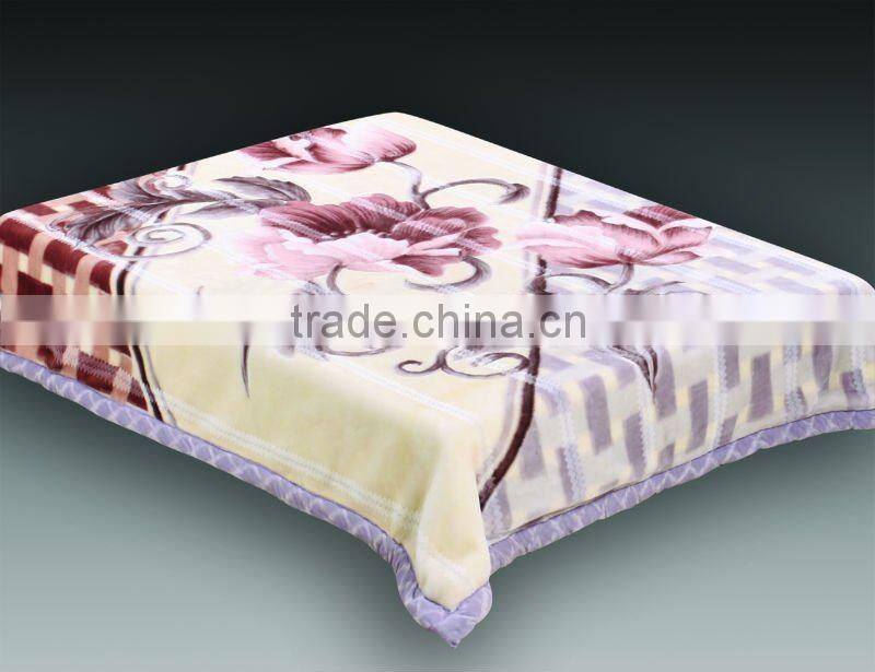 100% polyester printed &carved interweaving raschel blanket