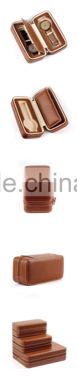 Wholesale Custom 2 Slot Leather Retainer For Man Watch With Zipper