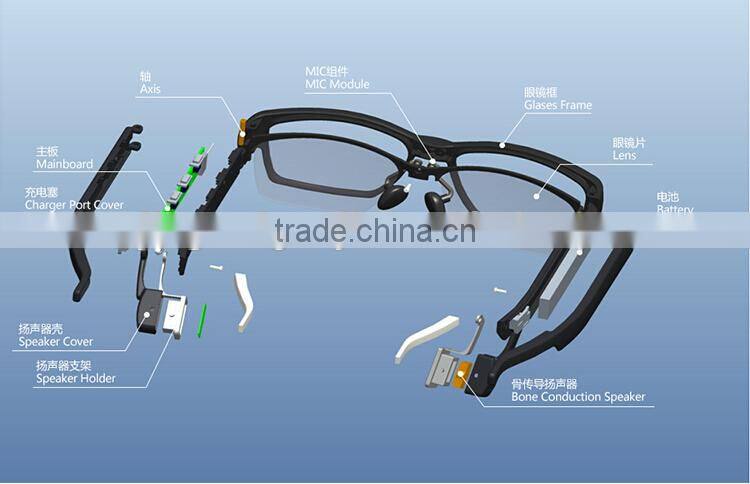 smart bone conduction bluetooth headphone near-sighted glasses