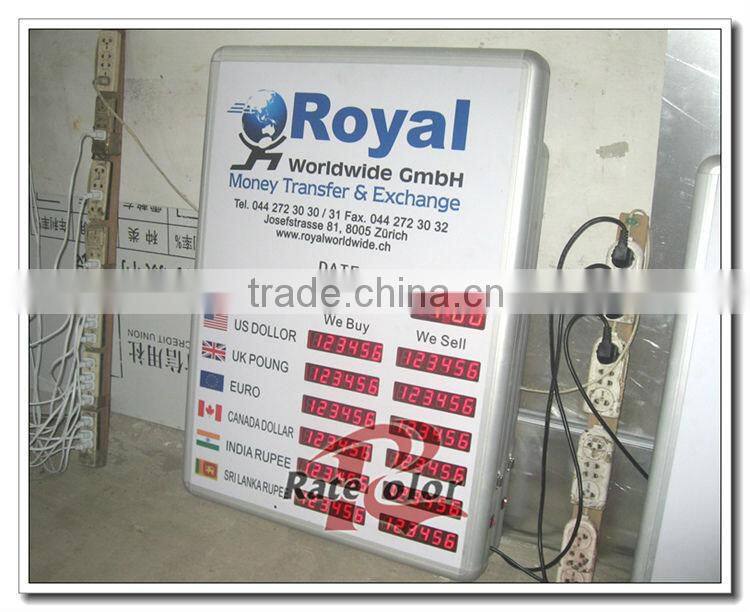 7-segment LED digital number exchange rate panel for bank