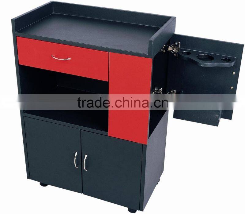 2015 HONGZI wooden salon trolley with red and black beautiful color