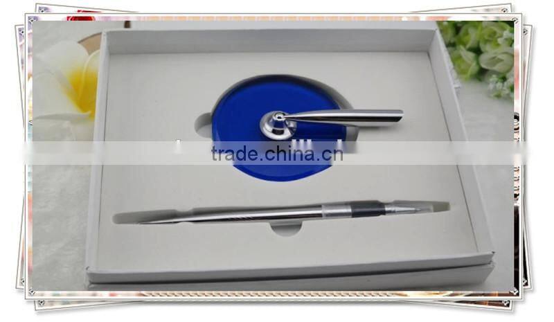 TT- 08 silver table pen with acrylic pen display stand , bank pen holder