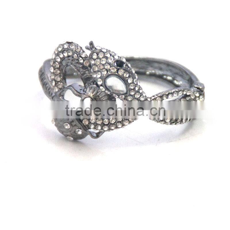 Wholesale men Vintage Silver Plated Zinc Alloy Cobra Snake Skin Bracelets with diamond