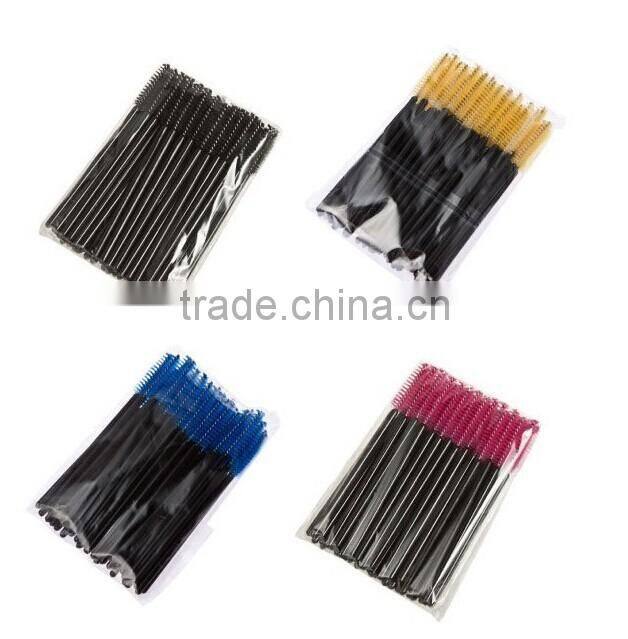 BLUEFRAG Eyelash Brush One-Off Disposable Synthetic Fiber Mascara Applicator Wand Brush Pink Rose Red Black 7 Colors 50 Pcs