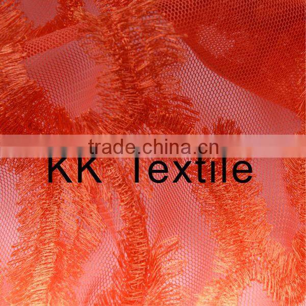 Free sample!!Bright orange Solid fabric flower!2014 embriodery design #1014 mesh bottom