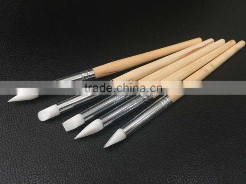5PCS/Set New Silicone Brushes Nail Art Tool Carving Pen Brush Kits