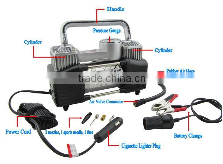 AC1009 Portable Automatic Tyre Inflator with Pressure Gauge All Metal Air Compressor