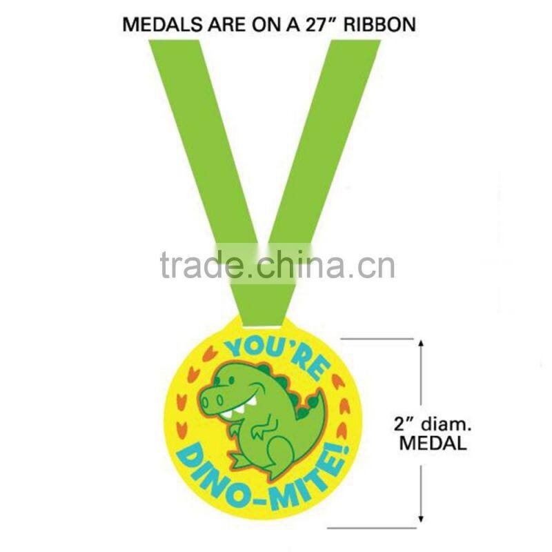 Colorful Cute Custom Made Sports Event 3D Soft PVC Rubber You are Dino-Mite Award Medals with Ribbon for Promotional Gifts