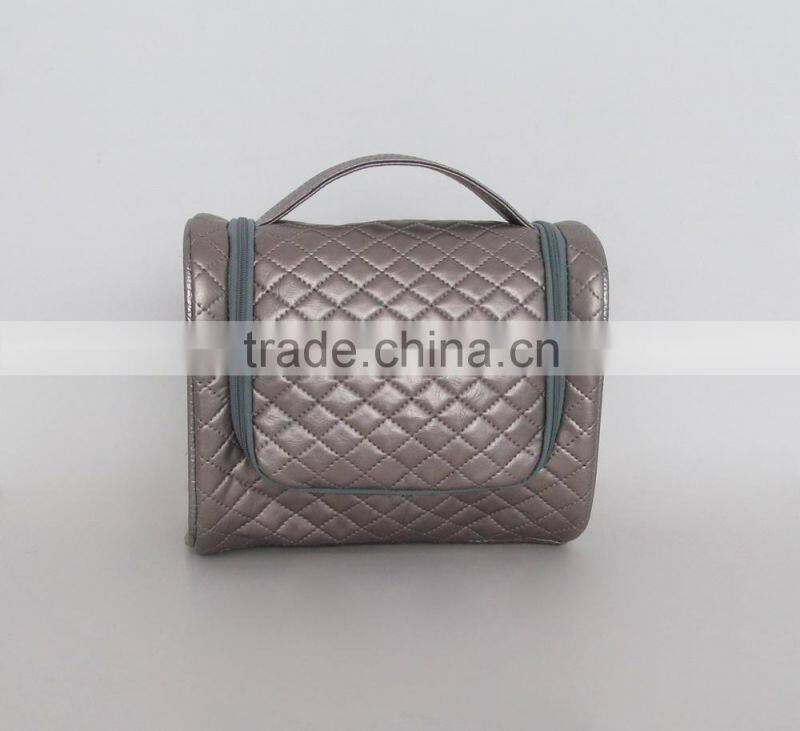 new designer black quilting pu make up cosmetic bags
