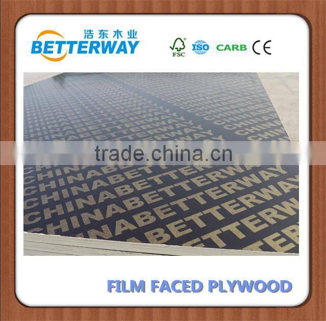Betterway 18mm black/brown/phenolic film faced plywood/shuttering plywood/panel/formwork concrete laminated Marine plywood