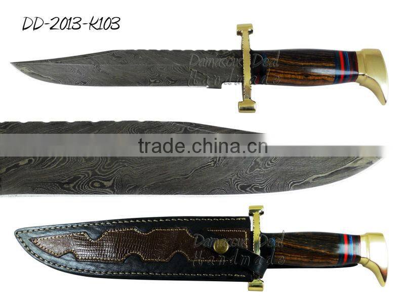 Damascus Steel Knife DD-2013-K73 Ebony Wood Handle