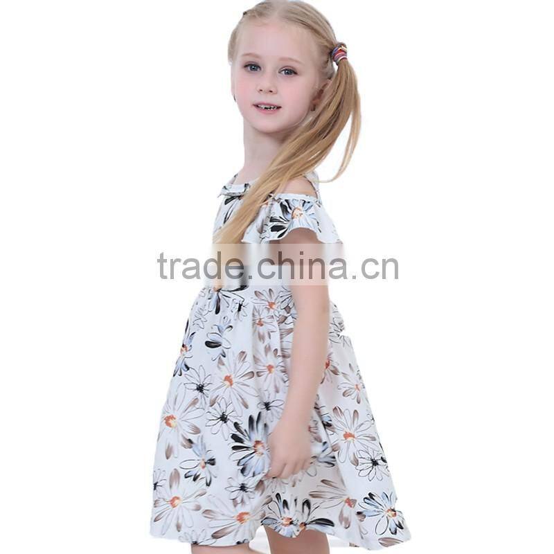 2016 Hot selling girl summer dress with floral pattern fashion girl dress
