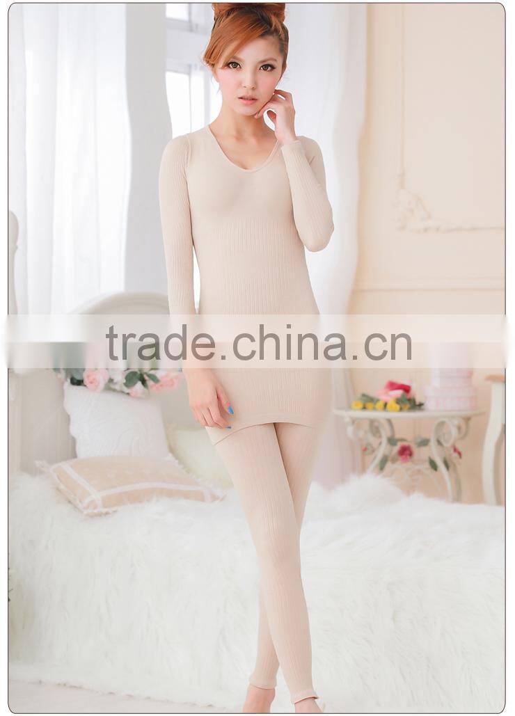 Womens Rib High Elastic Long Johns Winter Thermal Underwear Sets