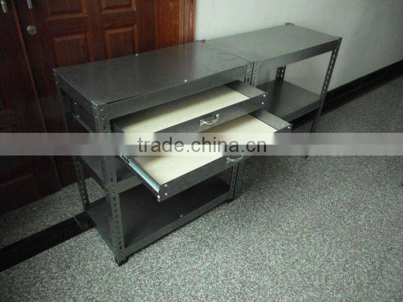 Metal storage shelf with two drawers