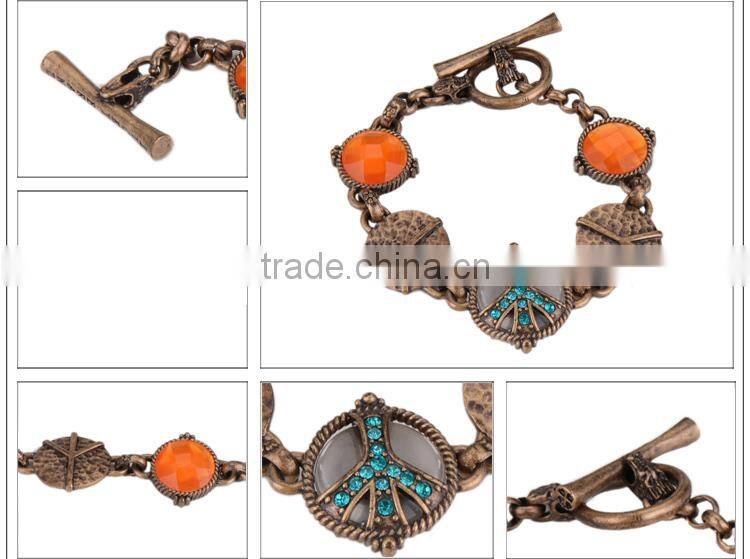 2016 Fashion Indian ethnic ancient gold resin bracelet for women wholesale