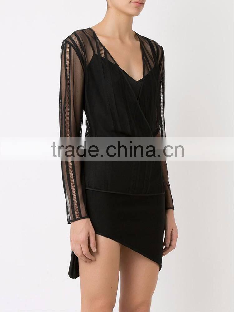 American style Fashion Tops Women Beautiful Elegant Long sleeve Blouses v-Neck design tops