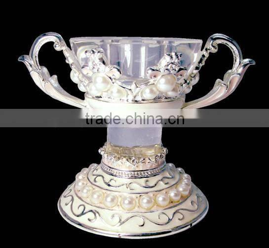 2014 New Design, Crystal/Glass Candle Holder with Enamel for Newly Weds